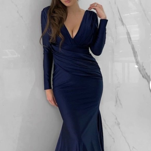 Dresses & Skirts - Navy Long Sleeved Gown